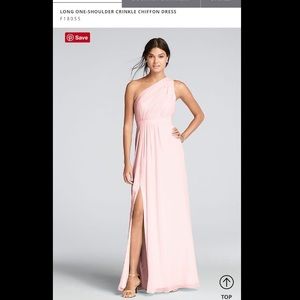 Long One-Shoulder Crinkle Chiffon bridesmaid dress
